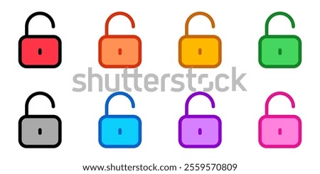 Editable vector unlock padlock password security icon. Black, line style, white background. Part of a big icon set family. Perfect for web and app interfaces, presentations, infographics, etc