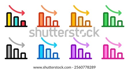 Editable bar chart, investment loss vector icon. Part of a big icon set family. Perfect for web and app interfaces, presentations, infographics, etc