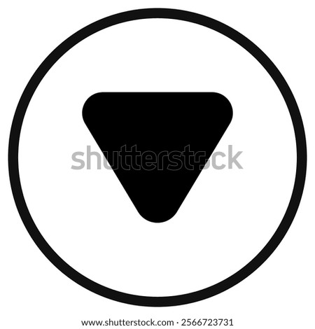 Editable vector down triangle arrow icon. Black, transparent white background. Part of a big icon set family. Perfect for web and app interfaces, presentations, infographics, etc