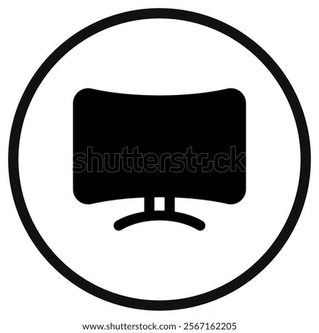 Editable vector blank curved monitor screen icon. Black, line style, transparent white background. Part of a big icon set family. Perfect for web and app interfaces, presentations, infographics, etc