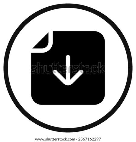 Editable vector download file icon. Black, line style, transparent white background. Part of a big icon set family. Perfect for web and app interfaces, presentations, infographics, etc