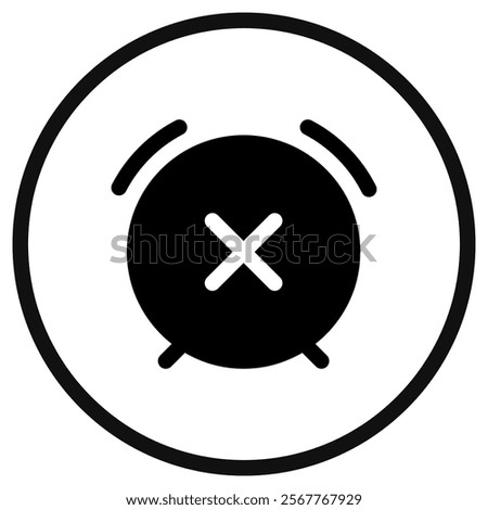 Editable vector turn off, close, delete alarm icon. Black, line style, transparent white background. Part of a big icon set family. Perfect for web and app interfaces, presentations, infographics, etc