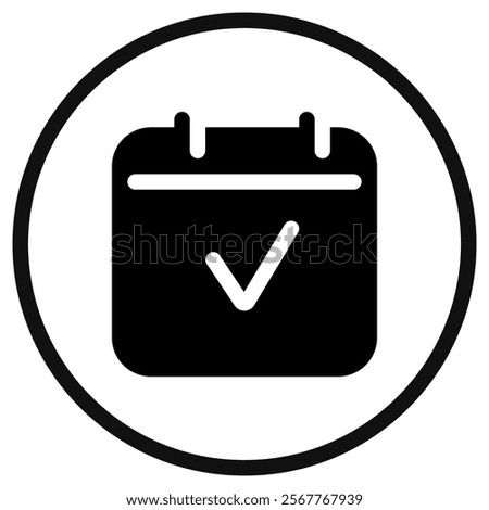 Editable vector check calendar event icon. Black, line style, transparent white background. Part of a big icon set family. Perfect for web and app interfaces, presentations, infographics, etc