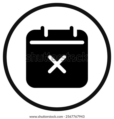 Editable vector delete calendar event icon. Black, line style, transparent white background. Part of a big icon set family. Perfect for web and app interfaces, presentations, infographics, etc