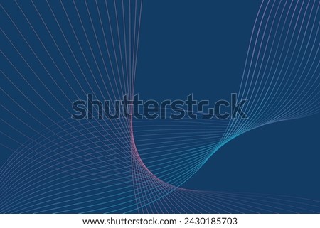 A blue background serves as the canvas for intricate lines and curves. The combination of sharp angles and smooth arcs creates a dynamic visual contrast and abstract design