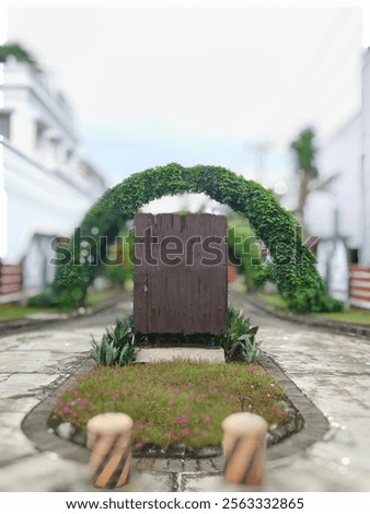 Similar – Image, Stock Photo Wooden gate between two houses with no trespassing sign.