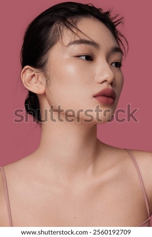 Similar – Image, Stock Photo Beautiful woman with peach standing in modern kitchen