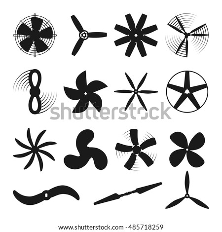 Turbines icons propeller fan rotation technology equipment