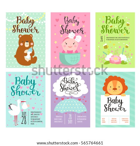 Baby Shower Invitation Vector Card Kids Party New Born Celebration