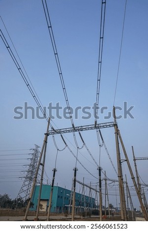 Similar – Image, Stock Photo Symmetry | High voltage line