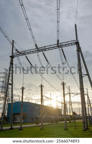 Similar – Image, Stock Photo Symmetry | High voltage line