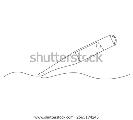 One continuous line drawing of thermometer. Single line of thermometer vector illustration

