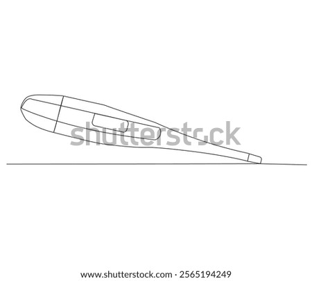 One continuous line drawing of thermometer. Single line of thermometer vector illustration

