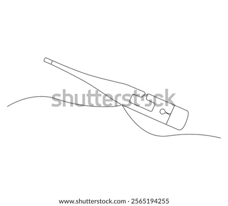 One continuous line drawing of thermometer. Single line of thermometer vector illustration

