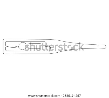 One continuous line drawing of thermometer. Single line of thermometer vector illustration

