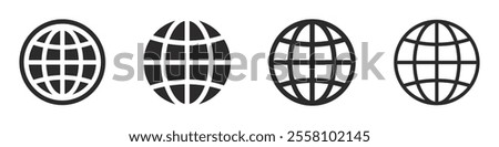 Set of world icon. Globe symbol, international globe, website, web. Earth Illustration, planet logo. Vector.