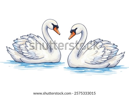 Similar – Image, Stock Photo Graceful swan swimming on lake