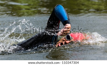 swimmer in a triathlon competition