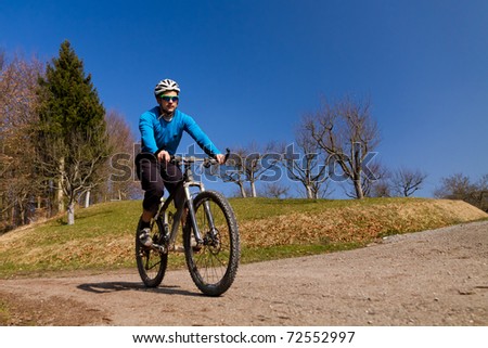 Mountainbiker on a cycling tour