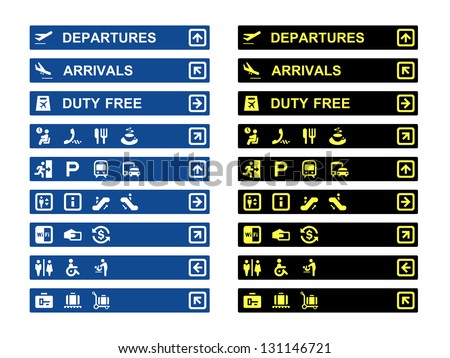 Airport terminal banners and symbols