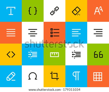 Formatting and editing icons. Flat style