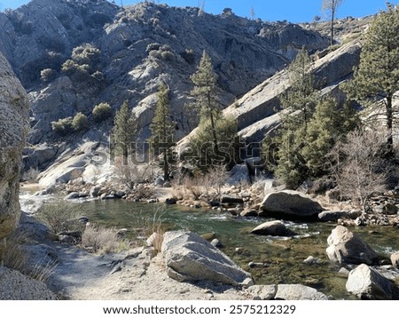 Similar – Image, Stock Photo mountain river with tall cliffs and green plants in a canyon