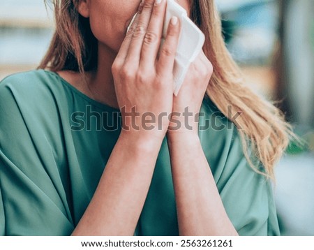 Similar – Image, Stock Photo Cold and flu concept with a tissue box and crumpled tissues