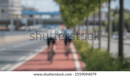 Similar – Image, Stock Photo defocused cyclist on the street in Bilbao city, Spain