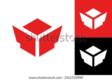 Striking Red Cube Symbol, Modern and Clean