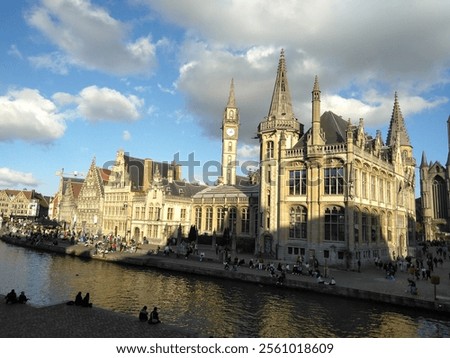 Similar – Image, Stock Photo Leie river bank in Ghent, Belgium, Europe.