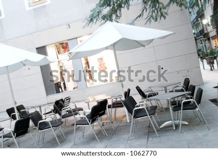 chairs and shops in Barcelona. Diagonal  made for a dynamic image