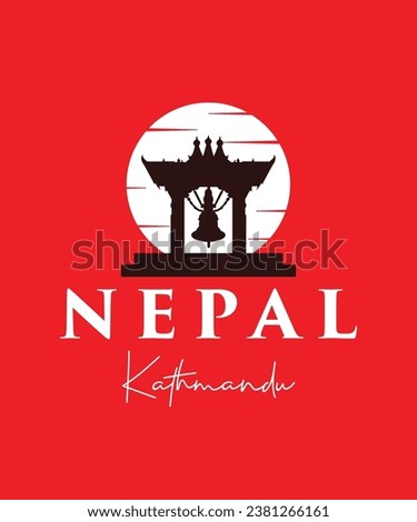 Abstract Symbol of nepal with big bell - Black in red background