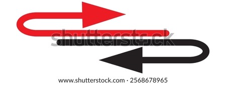 Colorful Abstract turn Arrows Set blue red yellow white icon. Right left turn styles of colors.EPS7