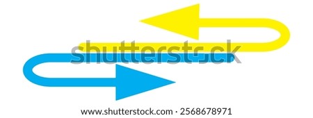 Colorful Abstract turn Arrows Set blue red yellow white icon. Right left turn styles of colors.EPS7