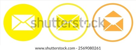 E-mail icon set. email icon vector. E-mail icon. Envelope illustration. Yellow,Black,blue,white Colors mail Design.