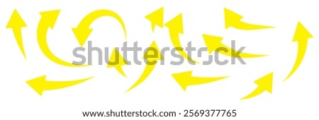 Set of curved colorful isolated arrows on white background. Vector paper illustration.EPS8