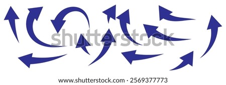 Set of curved colorful isolated arrows on white background. Vector paper illustration.EPS8