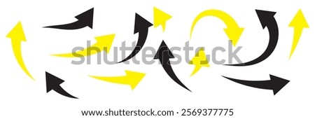 Set of curved colorful isolated arrows on white background. Vector paper illustration.EPS8