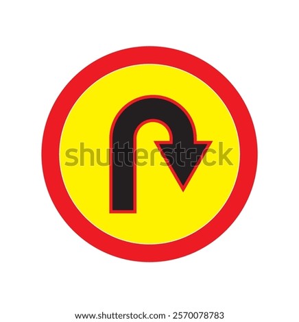 Go Straight, U turn, Right Left, One Way, Only U Turn Arrow Sign Direction Icon. Set of arrows icons.Circle arrows rotate arrow, spinning loading symbol. Circular rotation, redo process,Colorful.EPS10