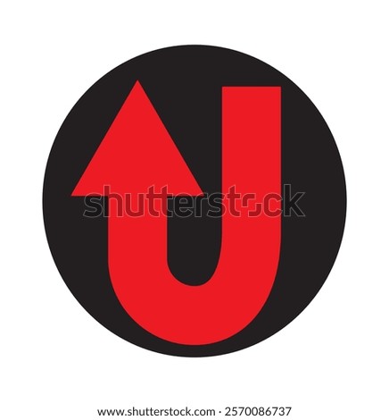 Go U Turn, right turn, left turn traffic road sign icon vector design. Black,Yellow,Blue,Red,White color U Turn Variety.