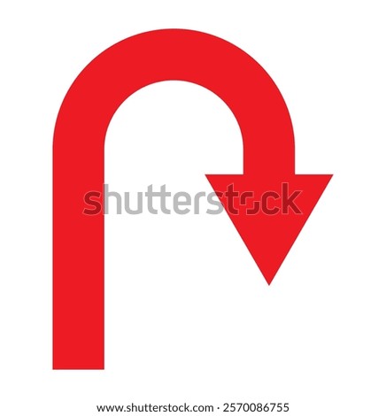 Go U Turn, right turn, left turn traffic road sign icon vector design. Black,Yellow,Blue,Red,White color U Turn Variety.