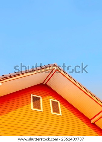 Similar – Image, Stock Photo Orange house against blue sky. House with orange walls minimalist. German architecture
