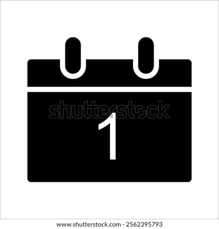 Countdown daily page calendar icon - 1 day left. Vector number day to go. Agenda app, business deadline, date. Reminder, schedule simple pictogram.