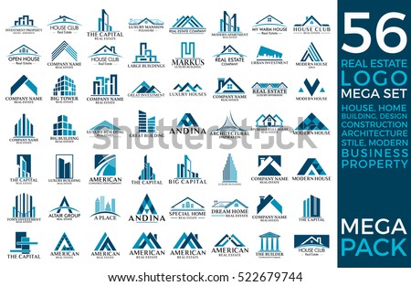 Mega Set and Big Group, Real Estate, Building and Construction Logo Vector Design Eps 10