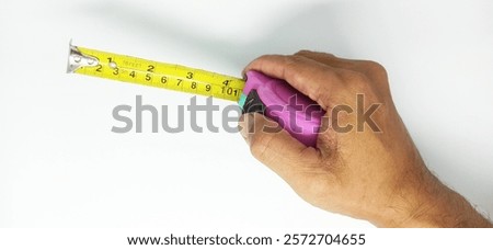 Similar – Image, Stock Photo Workman with measuring tape making surf board