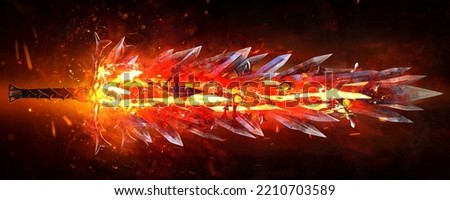 Image, Stock Photo Bright orange lava emitting out of volcano at night