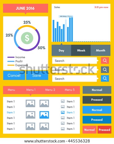 web UI elements Mega Collection flat design web elements Icons, web forms, button, check box, media player, pagination and so on