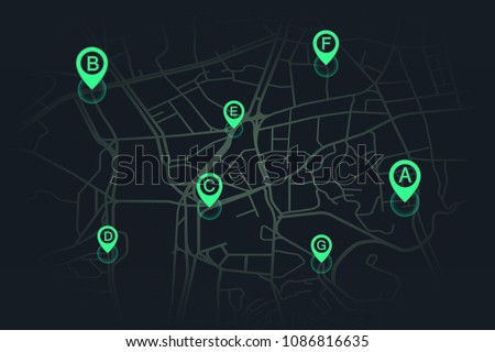 location on street map green color.vector illustration