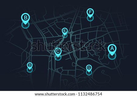 llocation on street map blue color.vector illustration