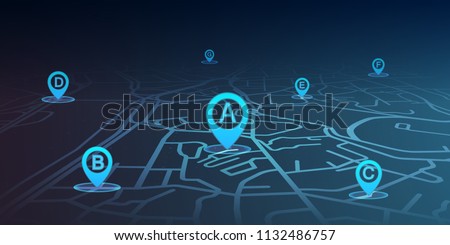 location pin showing on street map blue color. vector illustration